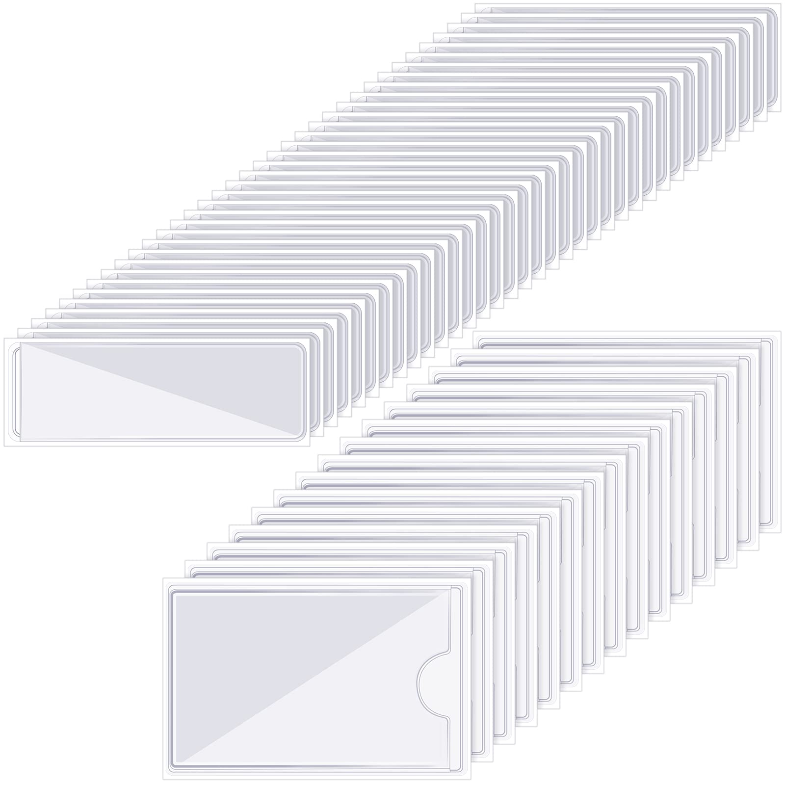 Photo 1 of 100 Pieces Clear Adhesive Pockets Holder and Clear Binder Label Business Card Pockets Card Holder for Organizing and Protecting Labels, Business Cards, Photos