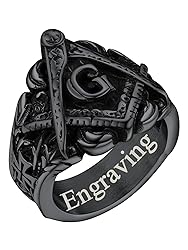 FaithHeart Custom Masonic Stainless Steel Ring Mens