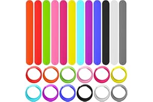 Bercoor 24 Pcs Rainbow Silicone Slap Bracelets, 12 Colors Slap Bracelet Wristbands Soft and Safe for Party Decorations Favors