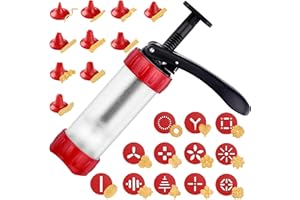 GDL Cookie Press Gun Set - Churro Maker with 12 Discs and 10 Cake Decorating Tips, Cookie Press for Biscuit Churro Making, Ca