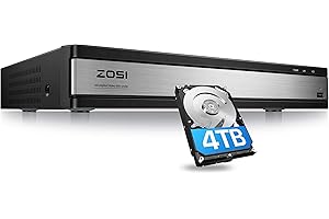 ZOSI H.265+ 16 Channel 1080P Video Security DVR Recorder with 4TB Hard Drive,16CH Hybrid 4-in-1 CCTV DVR for Home Surveillanc