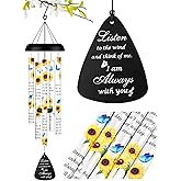 Sympathy Gift Memorial Wind Chimes - Windchime in Loving Memory of Loved One, Bereavement Gifts for Loss of Mom/Dad, Condolences Grief Remembrance Funeral Grieving, Sunflower