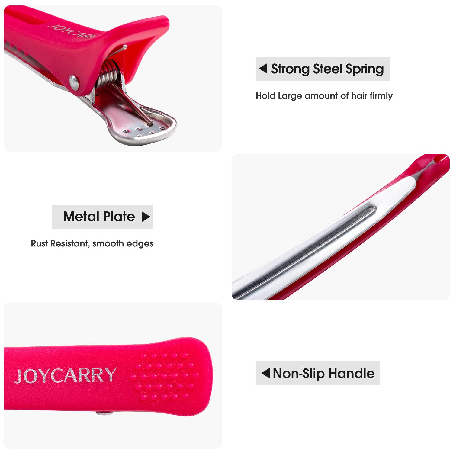 6 Professional Hair Clips for Women Styling Sectioning, Non-Slip Dividing Duckbill Hair Clips with Silicone Band, No Crease Hair Clips - Salon and Home Hair Cutting Styling Accessories (Pink) : Beauty