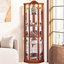 Firscook Lighted 3-Side Glass Display Curio