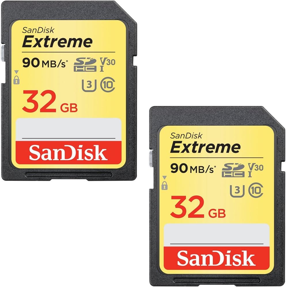 Amazon Com 2 Pack Of Sandisk 32gb Extreme Sd Memory Uhs I Card W 90 40mb S Read Write Sdsdxve 032g Ancin
