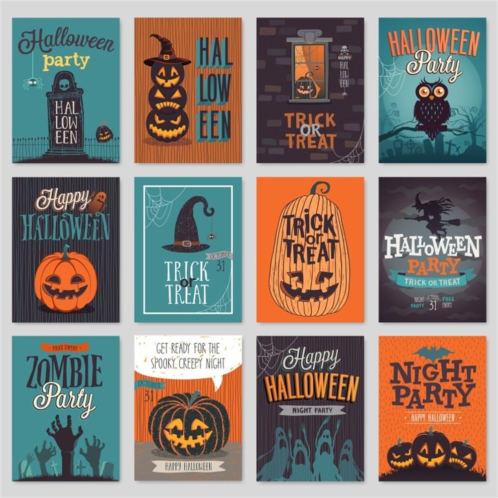 Best Quality Laeacco Splicing Halloween Theme Poster Backdrop 10x10ft Vinyl Photography Background Trick Or Treat Zombie Night Party Happy Halloween Get Ready For The Spooky Creepy Night Pumpkin Lamp Owl Hats World