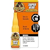 Gorilla Super Glue, Brush and Nozzle Two-Way Applicator, Clear, 12 g | All Purpose, Impact Tough, Anti-Clog Cap, Dries in 10-45 Seconds