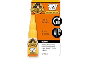 Gorilla Super Glue with Brush & Nozzle Applicator, Clear Glue, 12 Gram (Pack of 1) - All Purpose and Fast Setting for Projects and Repairs