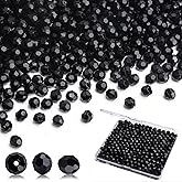 BONNY BOXX 1000pcs 6mm Acrylic Faceted Round Crystal Beads Solid Black Loose Spacer Craft Beads for DIY Bracelet Necklace Earring Keychain Jewelry Making Bags Decoration