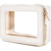 Aveniee Clear Makeup Bag Organizer, Travel Toiletry Bag Cosmetic Case for Women, Portable Make Up Skincare Pouch Car Organizer Bag with Zippers for Essentials,White