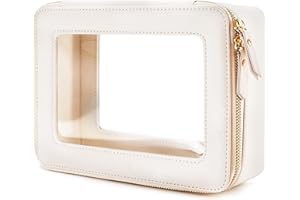 Aveniee Clear Makeup Bag Organizer, Travel Toiletry Bag Cosmetic Case for Women, Portable Make Up Skincare Pouch Car Organizer Bag with Zippers for Essentials,White