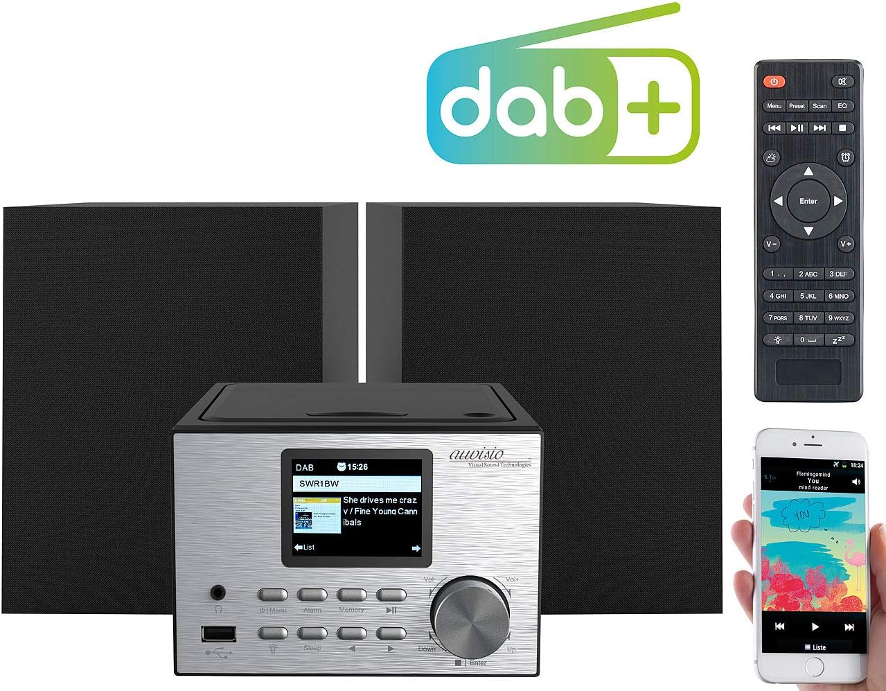 Microchaîne stéréo 60W avec lecteurs CD/bluetooth/radio