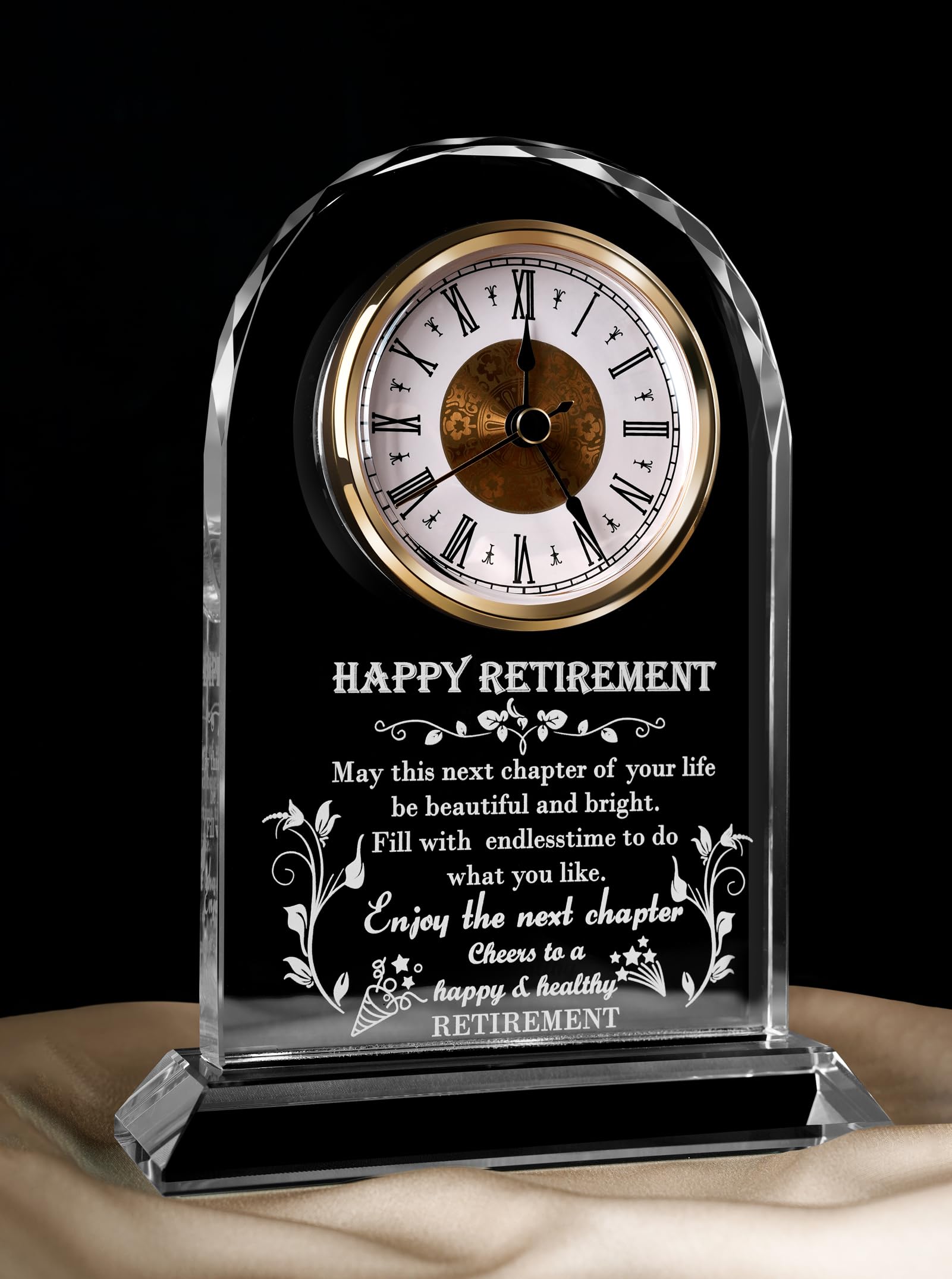Retirement Clock Gift for Woman Men 2026, Happy Retirement Gifts for Teacher Friends, Best Retired Gift for Coworker Leaving / Going Away, Unique Funny Glass Plaque Ideal for Boss, Army, Doctor, Nurse