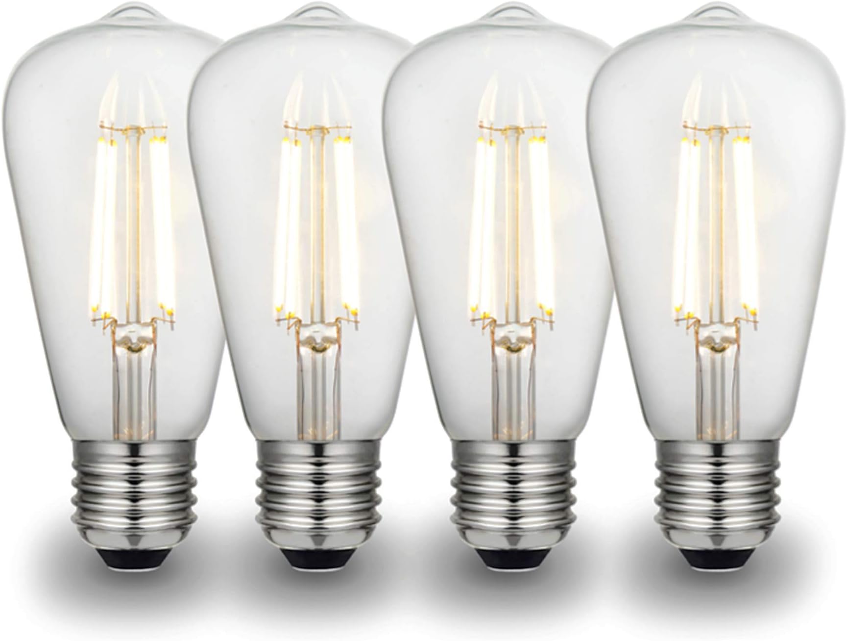 Modvera Lighting LED Edison Light Bulb 10 Watt - 100W Equivalent Directional Squirrel Cage Filament Clear Glass 2700K Warm White Color ST64 E26 Base Dimmable Vintage Lamp UL Listed - 4 Pack