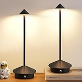 NEWSEE Modern Cordless Table Lamp Set of 2, Portable LED Desk Lamps, 5000mAh Rechargeable Battery Operated Lighting for Bedroom Dining Room Restaurant Coffee Shop Camping Night Light (Black)