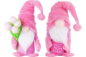 LONEA 2 PCS Mother's Day Gnome Plush Gifts - Spring Summer Tulip Mothers Day Gnome Decorations Birthday Gift - Best Mom Ever Plushie - Table Tiered Tray Gnomes Decor