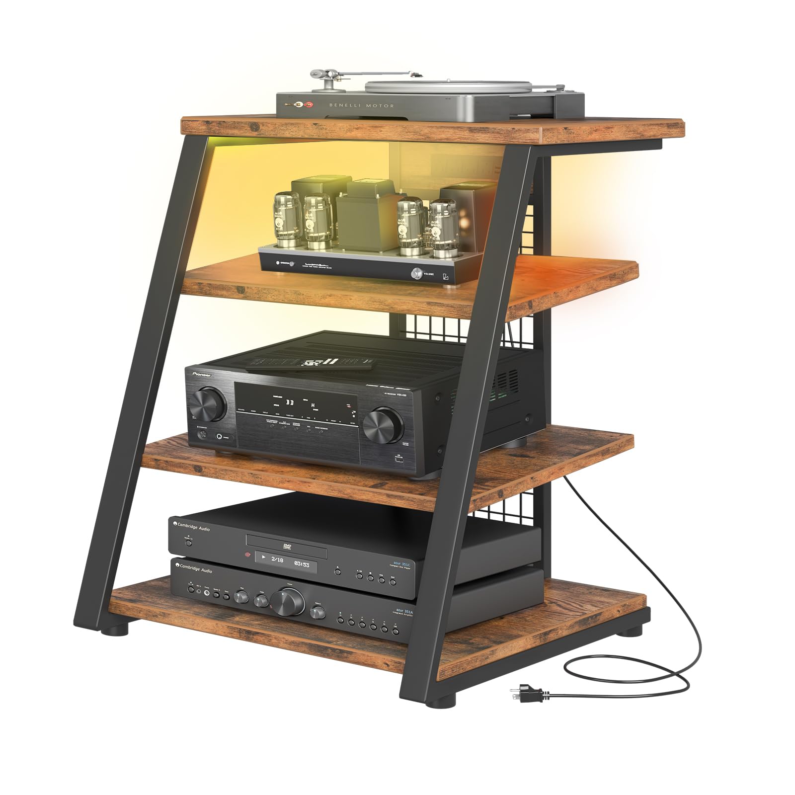 Mua WODRAWER AV Media Stand with Outlets, Stereo Racks with LED Lights ...