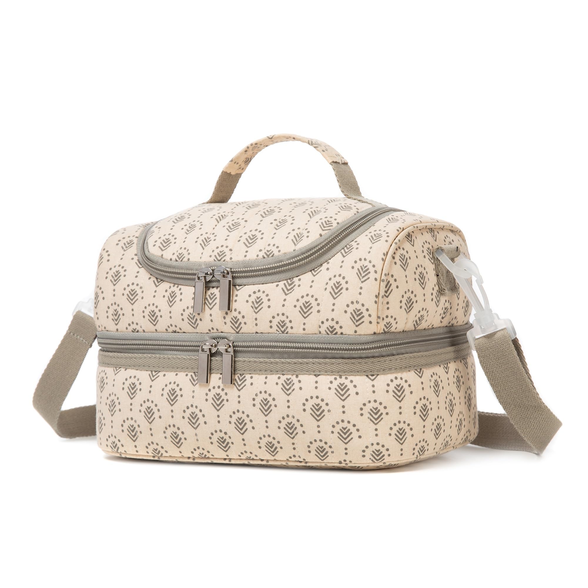 Photo 1 of Insulated Kids Dual Compartment Lunch Bags Tote for Girls Boys Toddler Lunch Boxes Pre-School Toddler Kindergarten Picnic Camp Food Cooler Thermal with Strap (Z Beige)