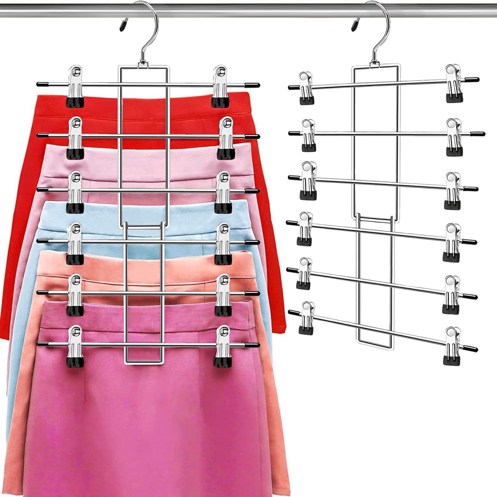 Photo 1 of Pants Hangers with Clips,Space Saving Hanging Closet Organizer-6 Tiers Skirt Hangers with 360° Swivel Hook,Closet Organizer-Clothes Hangers
