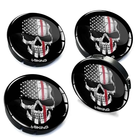Skino 4 x 60mm Silikon Nabenkappen Kappen Totenkopf Schädel Skull Felgendeckel Radkappen Radnabendeckel Nabendeckel Auto Tuni