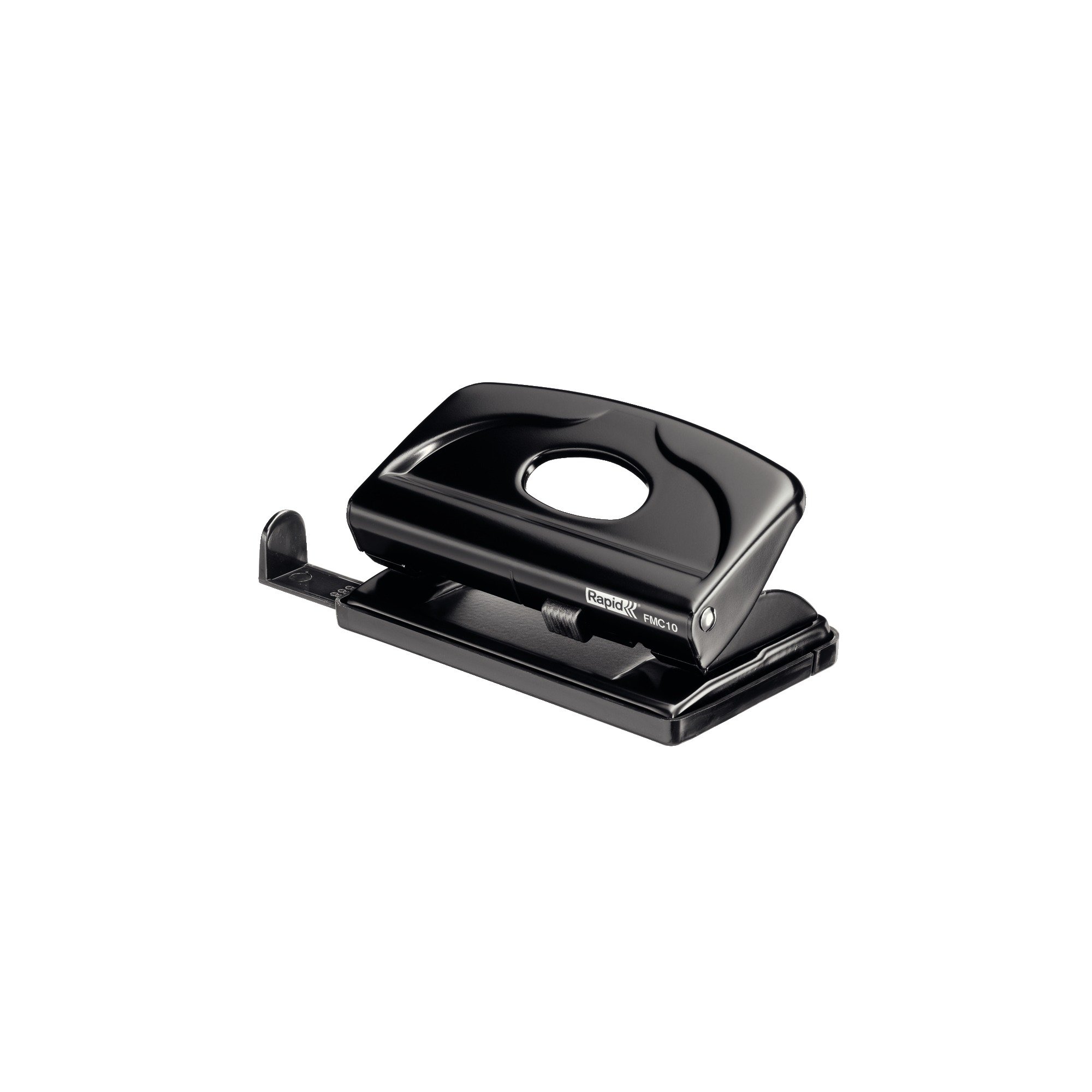 Rapid FMC10 2 Hole Punch, Punches up to 10 Sheets, Adjustable Guide Bar, Metal, Black, 21835311