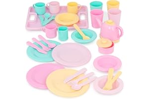 Battat – Play Circle – Dish Set – Plates, Cups, and Tea Party Toys – Kitchen Toys for Toddlers – Pretend Play – 3+ Years(34 P