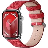 Fullmosa Watch Band Compatible with Red Apple Watch Leather Band 42mm 41mm 40mm 38mm, iWatch Band for Series ultra3/2/1 SE3/2/1 11/10/9/8/7/6//5/4/3 for Men Women