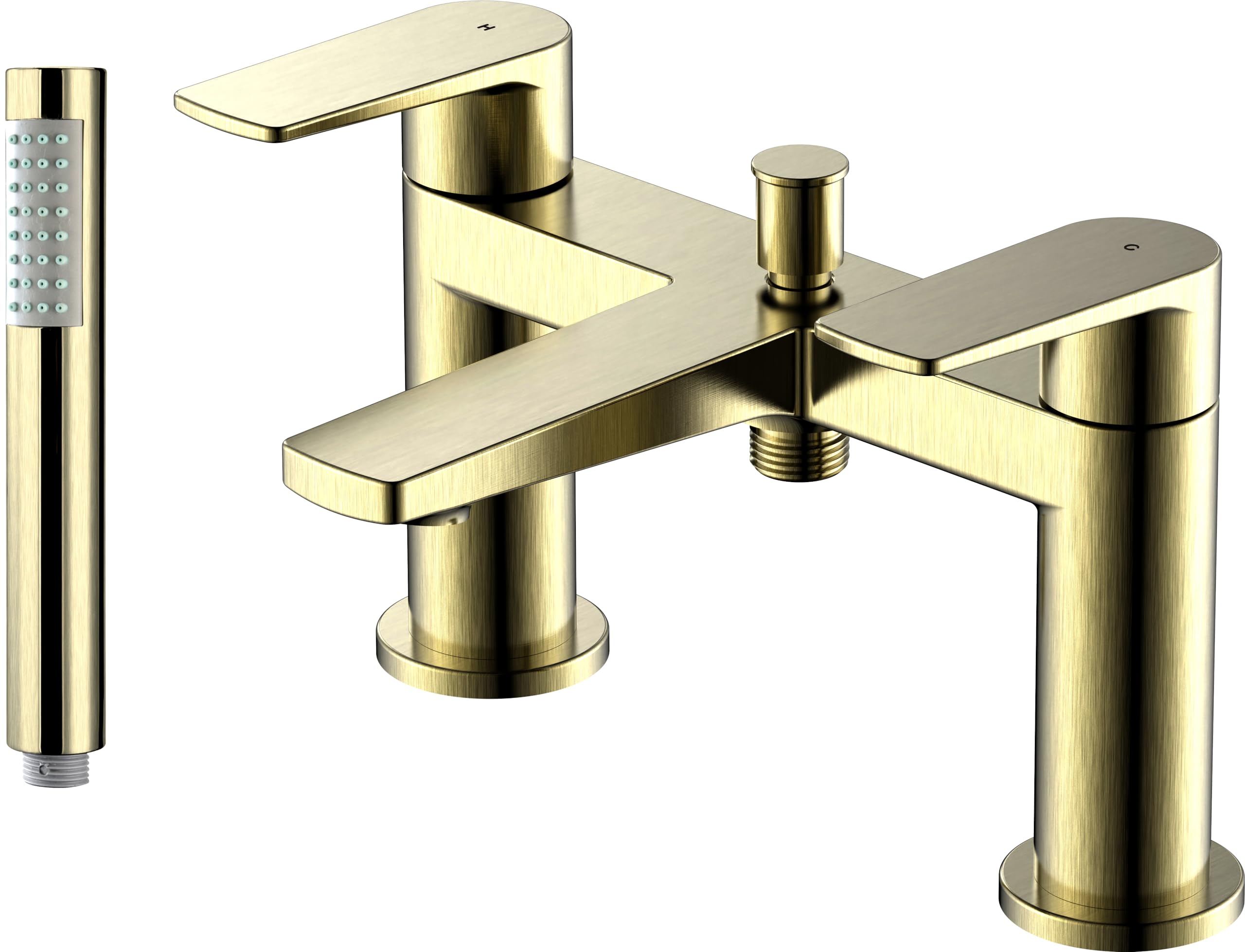 Home Range Bath Shower Mixer Tap with Shower Head | Brushed Gold Finish Dual Lever Mixer | Brass Construction | Comes with Holder & Shower Hose | Modern Design — image 1