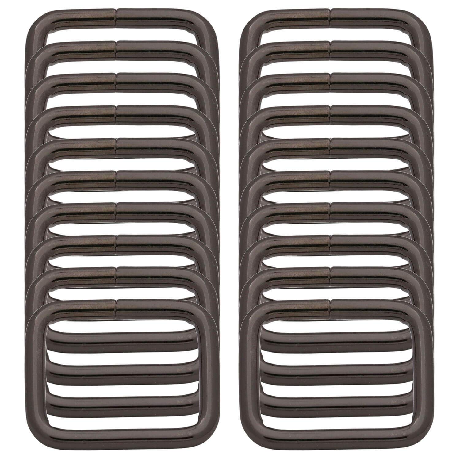 BIKICOCO Metal Rectangle Ring Buckles Square Strap Webbing Belt Rings for Bag Purse Non Welded 1 x 3/4 Inch, Gunmetal, Pack of 20