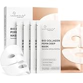 VIABEAUTY Bio Collagen Face Mask with PDRN and Hyaluronic Acid - Hydrogel Collagen Mask Overnight - Deep Hydrating, Glass Skin, Firming &amp; Rejuvenating Skincare, 1.41oz(40g) x 4ea