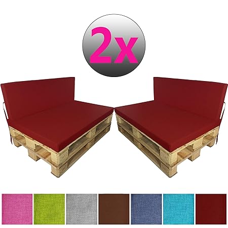Komplett-Set Outdoor Palettenkissen 4-teilig Set 2 Sitzkissen + 2 Rückenkissen Paletten-Sofa Indoor / Outdoor schmutzabweisen