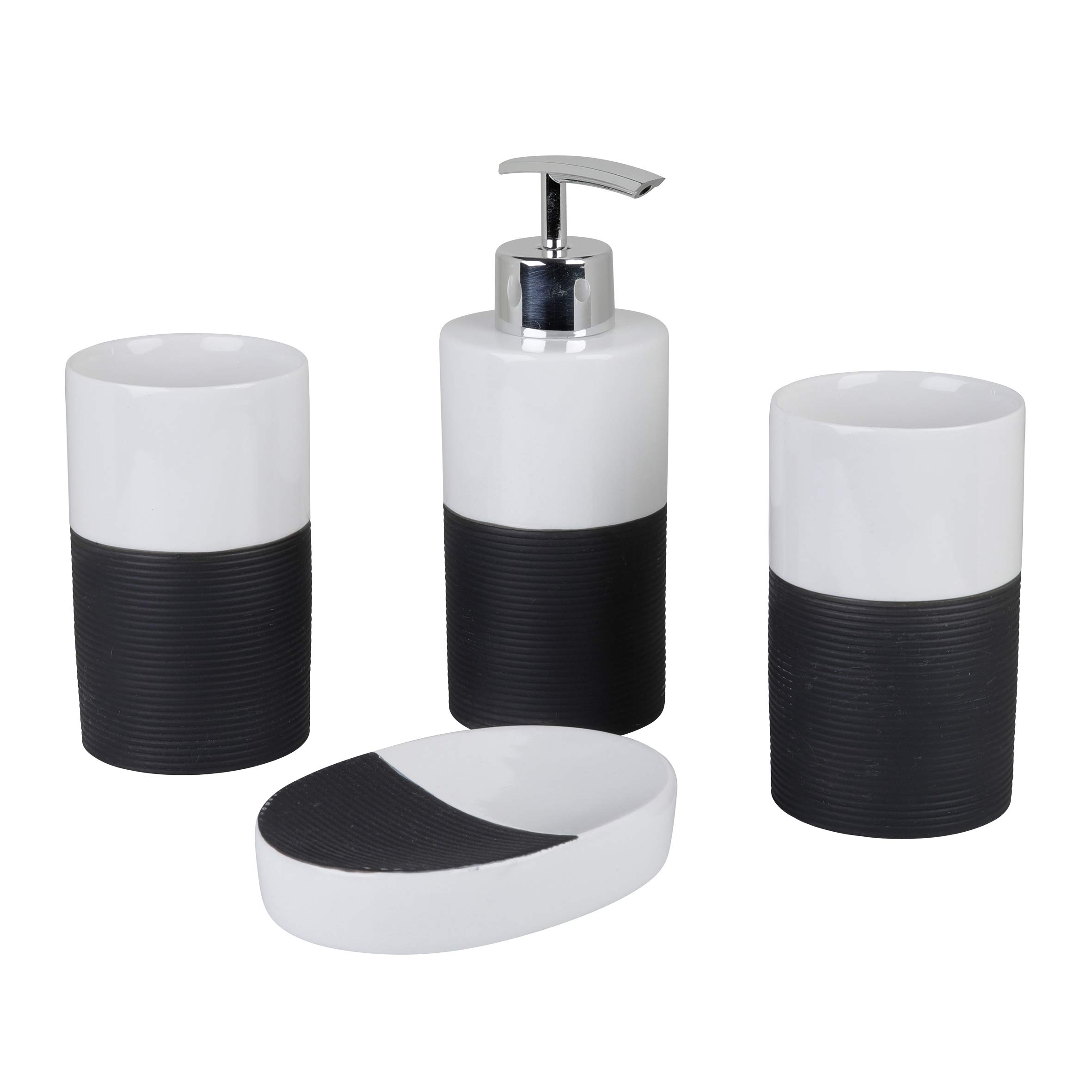 axentia Bathroom Set, Dolomite, Grey/White, ca. 22 x 18,6 x 8,6 cm
