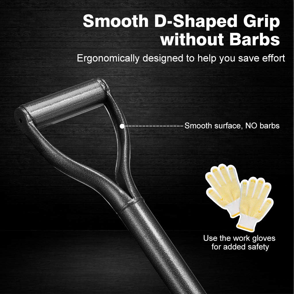 Finether Gardening Spade Shovel Narrow Spade with Tapered Head and D-Handle, Heavy Duty Gardening Shovel with Anti-Slip Gloves Ideal for Digging, Transplanting, Root Slaying : Garden & Outdoor