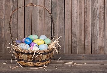 Amazon Com Aofoto 6x4ft Easter Eggs In Rustic Basket Photography Background Vintage Wooden Board Backdrop Kid Baby Child Infant Girl Newborn Boy Artistic Portrait Spring Holiday Photo Studio Props Wallpaper Camera
