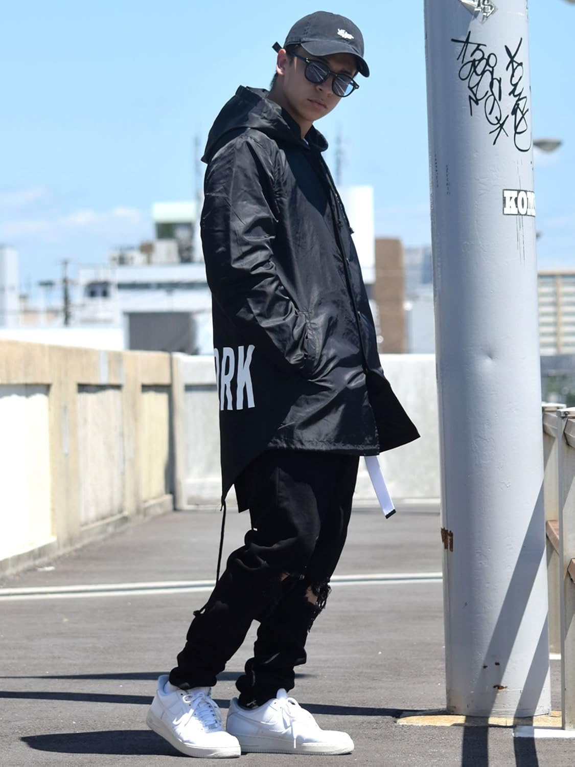 Amazon ブラックホース Black Horse コーチジャケット メンズ ストリート ナイロンジャケット 大きいサイズ 春 秋 冬 韓国 ファッション ストリート系 アウトドア アウトドアジャケット 通販