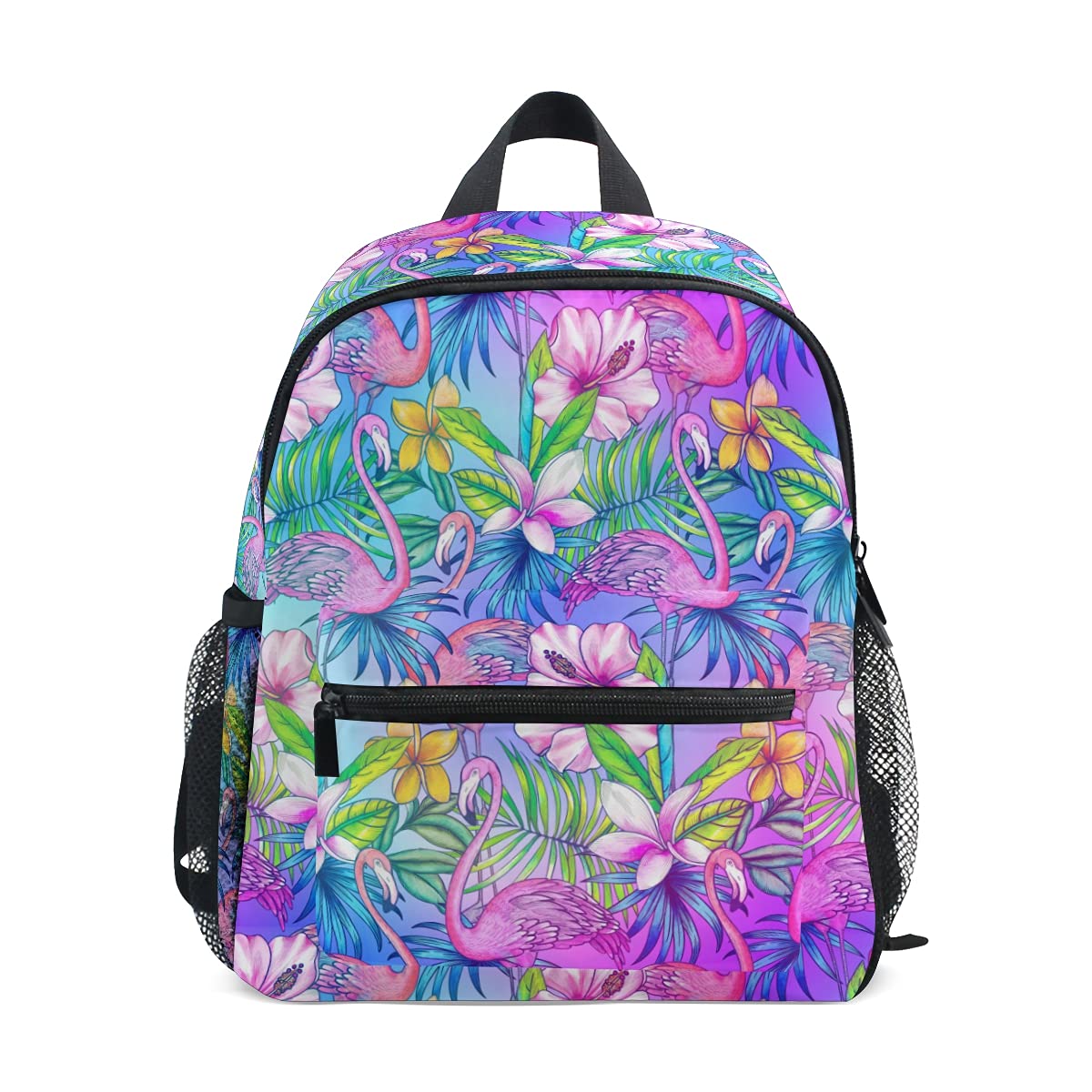 ALAZA Children's Backpack with Chest Strap, Kids Schoolbag Pink Flamingo Tropical Bird Flower Students Bookbag for Boys Girls