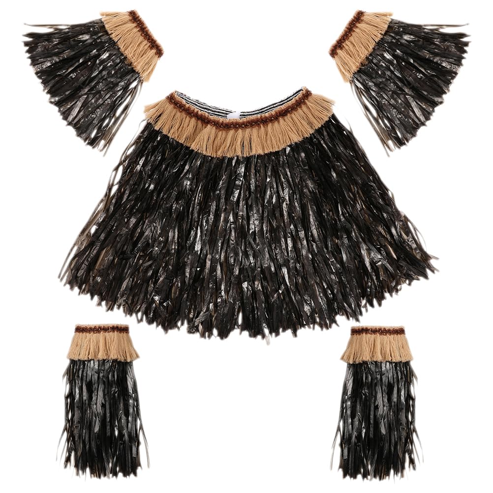 SAFIGLE 1 Set Hawaiian Hula Hawaiian Outfits for Women Grass Skirts for Luau Party Hawaii Party Costume Accessory Black Decor Hula Girl Adult Hula Grass Skirt Necklace Banquet Cloth Unisex