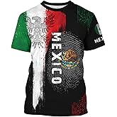 BJQ Mexico T-Shirt Mexican Flag Shirt Unisex Round Neck Short Sleeve 3D T-Shirt Top
