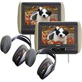 Audiovox AVXMTGHR9HD 2-Screen Headrest DVD Monitor Bundle | Two AVXMTGHR9HD 9 in headrest monitor systems with built-in DVD players.