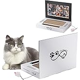 Cardboard Cat Scratcher, Laptop Scratcher Cat Toy, 3-in-1 Laptop Scratcher Cat Toy with Interactive Plush Mouse Cat Teaser an