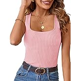 MEROKEETY Women's Ribbed Knit Tank Tops 2026 Square Neck Sleeveless Summer Basic Shirts Sweater Vest
