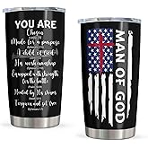 Yesruby Christian Gifts for Men, Religious Gifts for Men, Catholic Inspirational Spiritual Gift Coffee Tumbler Cup Mug Stainless Steel 20oz 1PC, Man of God Tumbler