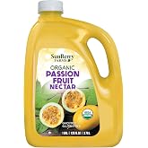 Sunberry Farms Organic Passion Fruit Nectar 128 fl oz | 1 Gallon Tropical Juice Nectar | Made with Real Organic Fruit | No Artificial Flavors or Colors | Exotic Bulk Drink | Family Size