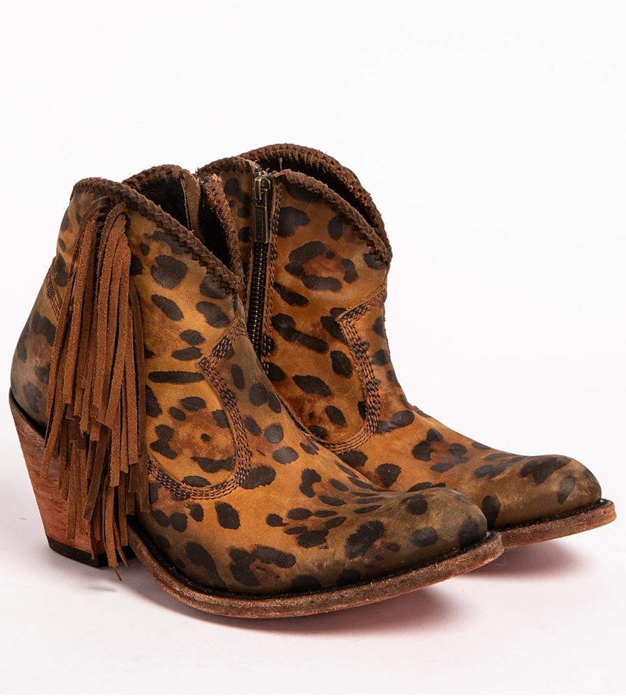 cheetah fringe booties