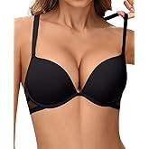 Plusexy Push Up Bras for Women Padded T Shirt Bombsell Everyday Bra Plunge Underwire Support Add a Cup