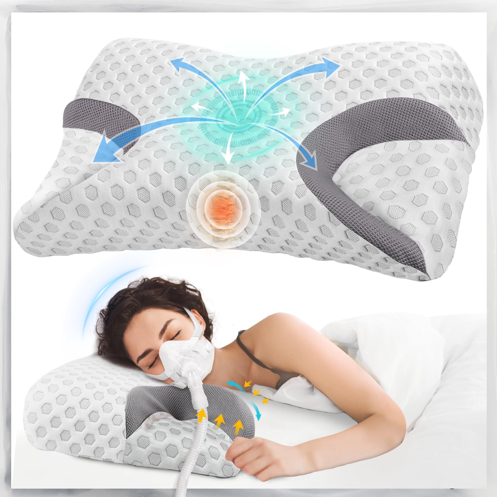 Photo 1 of IKSTAR 3.0 Memory Foam Pillow for CPAP Side Sleeper - CPAP Pillow for All CPAP Masks User, Nasal Pillows for Side Back Sleepers - Reduce Air Leaks & Mask Pressure
