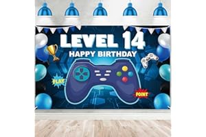 DZTRELFK Level 14 Unlocked Happy 14 Birthday Level Up Banner Backdrop Cheers to 14 years old Video Game Theme Decor Decorations for Boys Girls 14th Birthday Party Birthday Supplies Background
