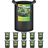 iPower 3 Gallon 10 Pack Grow Bags Nonwoven Fabric Pots Aeration Container with Strap Handles for Garden and Planting, 10-Pack Black, 3 Gallon