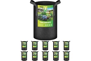 iPower 3 Gallon 10 Pack Grow Bags Nonwoven Fabric Pots Aeration Container with Strap Handles for Garden and Planting, 10-Pack Black, 3 Gallon