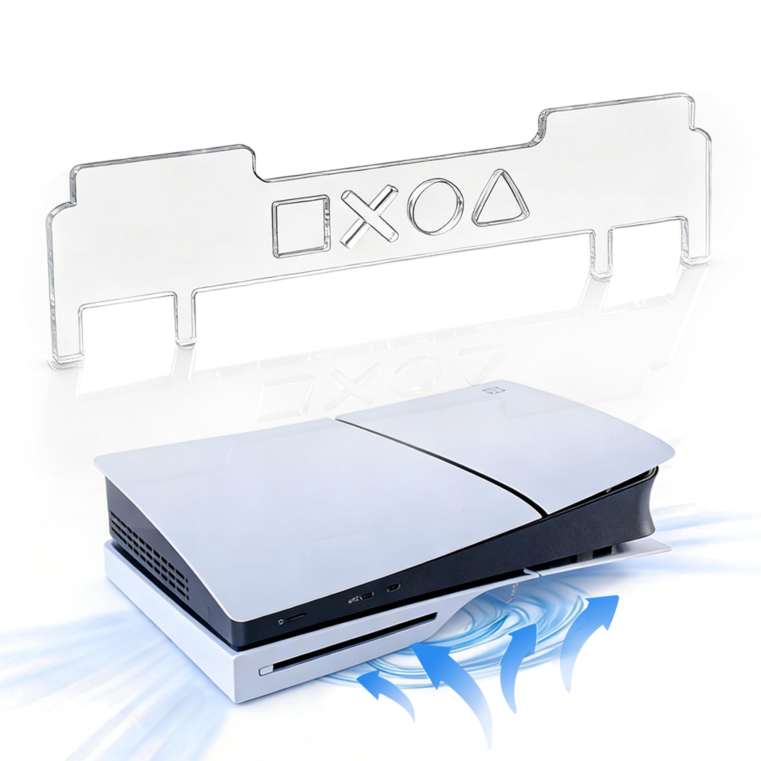 Peacetream PS5 Slim Horizontal Station, Transparent Acrylic Stand for PlayStation 5 Slim Console, Stable Anti-Slip Support Base for PS5, Cooling Stand for Game Console